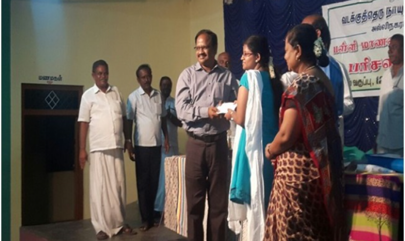 prizes to the poor students who have above 95% of marks in SSLC, HSC studies at Allinagaram-Theni district