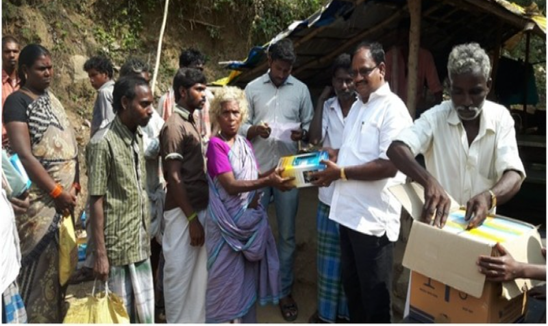 Sponsored Rs.50,000 to provide complete Solar System for two tribal Villages  Kannakarai and Agamalai in Theni Dt